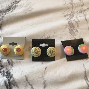 Handmade fabric earrings set